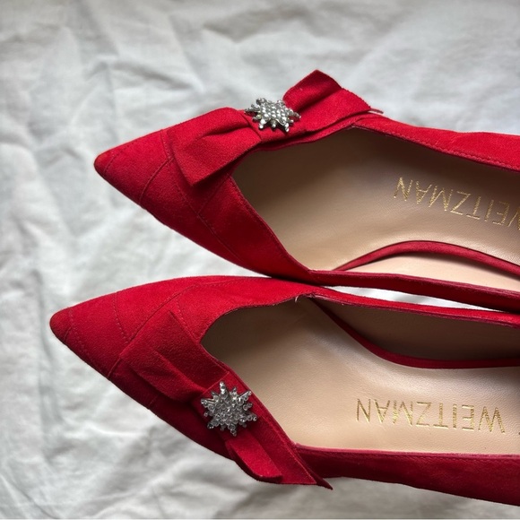 Stuart Weitzman black Red Suede pointed heels size 5 $400 - Picture 4 of 6